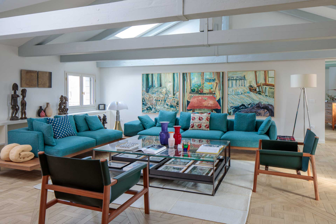 Le salon du Palazzo Bonvicini et le triptyque de Sophie Westerlind 