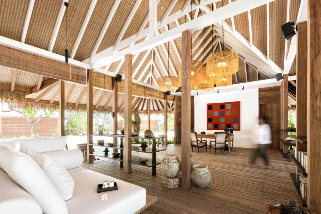 La réception design du spa Shambhala Retreat à l'hôtel COMO Cocoa Island © DR