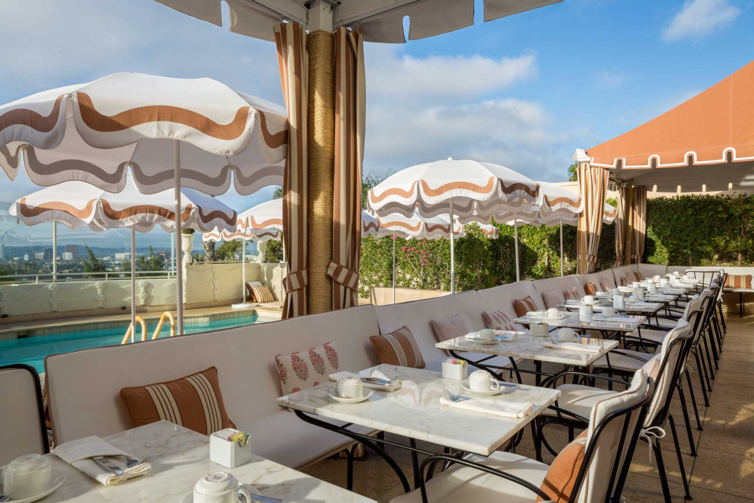 La terrasse en rooftop du Sunset Tower Hotel à West Hollywood © DR