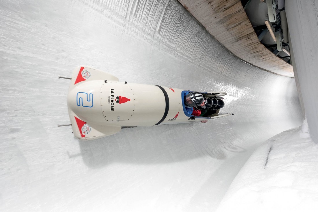 La Plagne possède l’unique piste olympique de France de bobsleigh © P. Augier