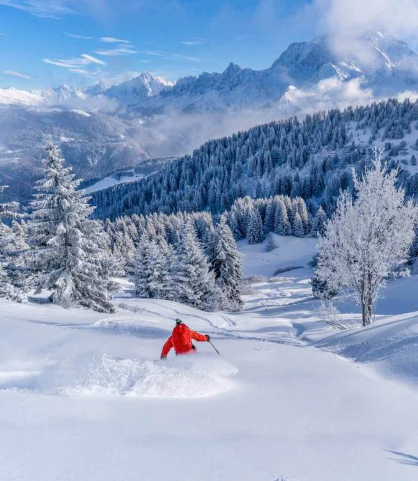 Grands espaces, grand ski, grands moments du sommet du Mont-Joly aux alpages bordés de sapins © Boris Molinier