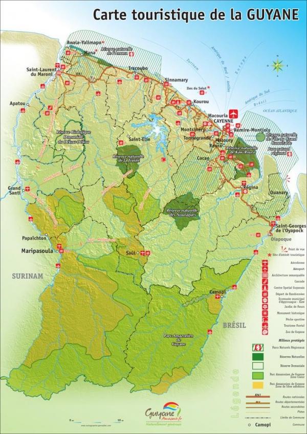 Carte touristique de la Guyane Carte touristique de la Guyane