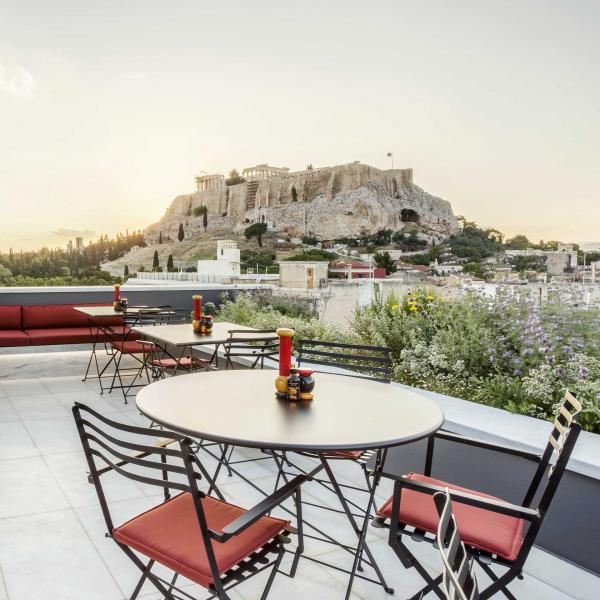 La terrasse de l'AthensWas Hotel, avec vue sur l'Acropole © DR