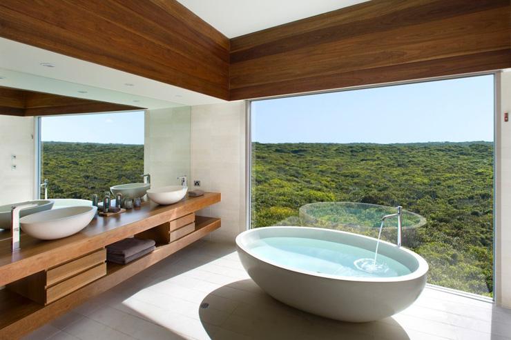 Southern Ocean Lodge, Kangaroo Island - Salle de bain avec vue